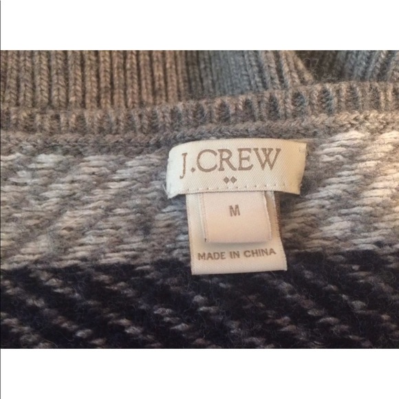 J. CREW Intarsia ZigZag Sweater Gray Black Wool Blends Pullover Knit Comfortable - Picture 6 of 8